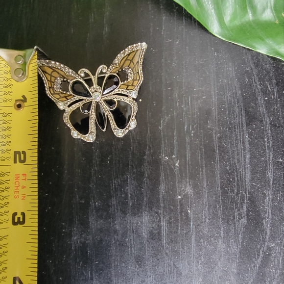 VTG* Enamel Butterfly Brooch 🦋 Black/Brown - Picture 3 of 4